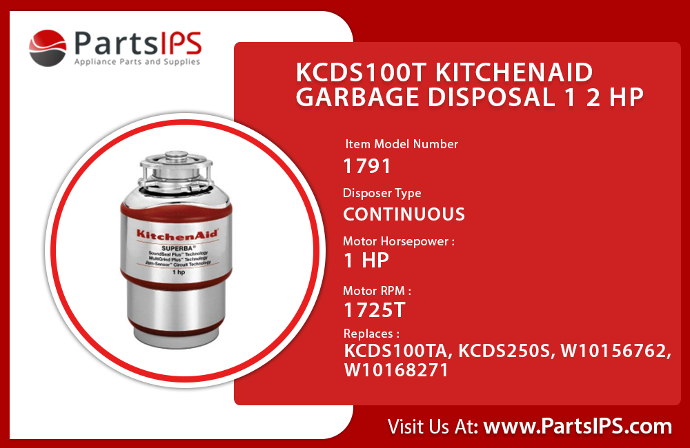 KCDS100T Kitchenaid Garbage Disposal 1 2 HP 